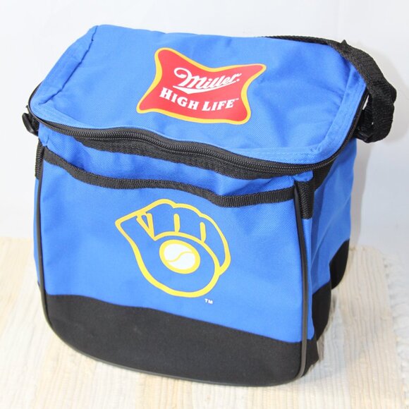 MILWAUKEE BREWERS MLB MILLER HIGH LIFE COLLAPSIBLE BLUE TOTE COOLER SGA - Picture 3 of 14